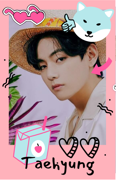 Taehyung of BTS wears a straw hat