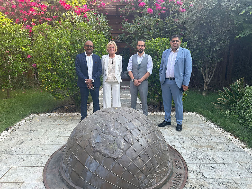 Mr. Srikanth Chakravarthy, Managing Director, India, Ms. Katelijn Bohez, VP Sustainable Finance & Public Relations, Belgium, Mr. Renji John, General Manager Bekaert Emirates LLC at the uSky Transport HQ