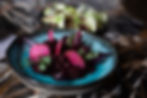 Gourmet food photography Cape Town: beet risotto dish.