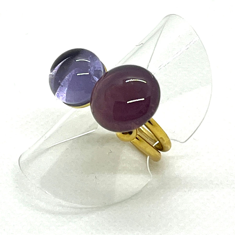Miniature : BAGUE DROP DUO ASYMETRIQUE PRUNE & PARME