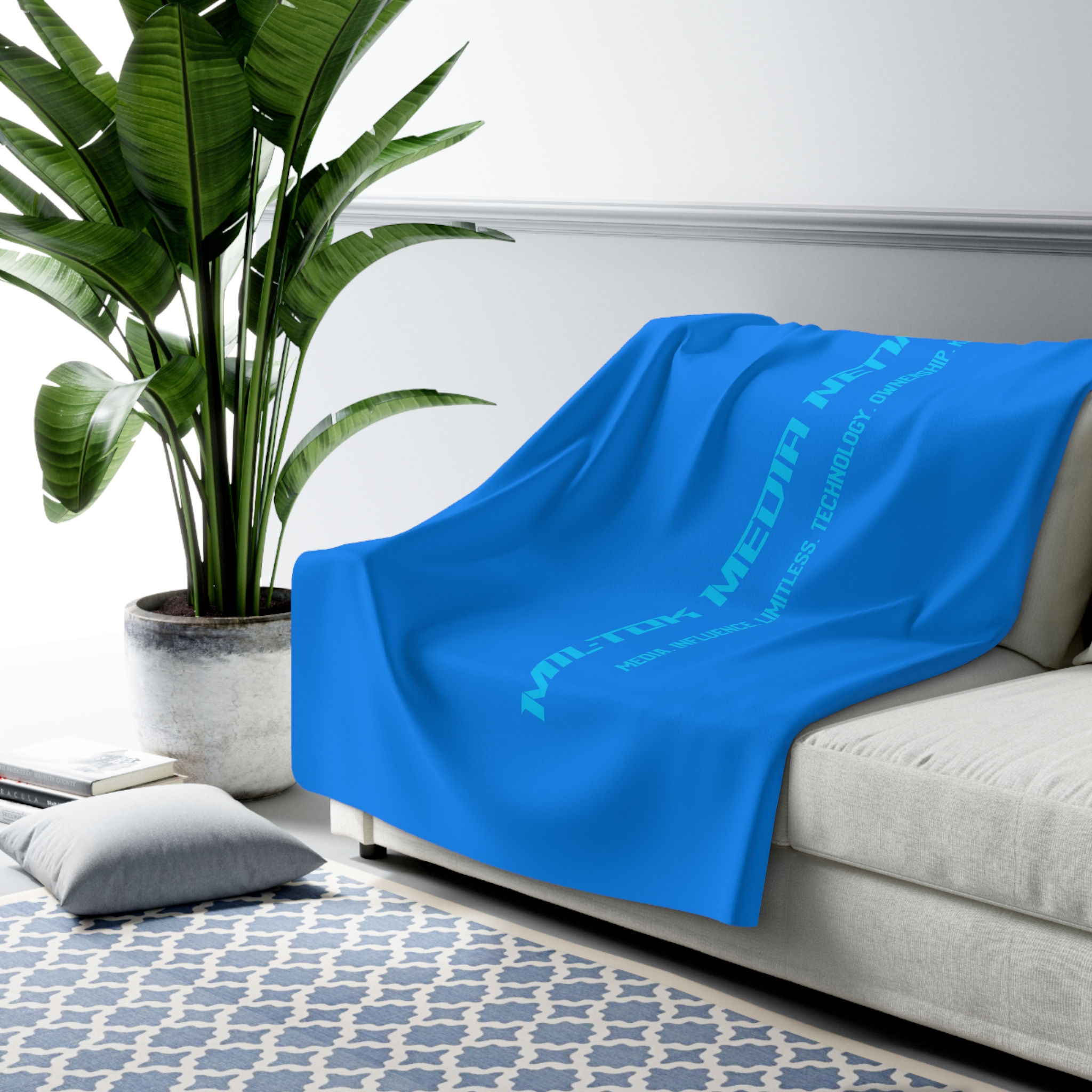 Mil-Tok Media Network " Company Name" Sherpa Fleece Blanket