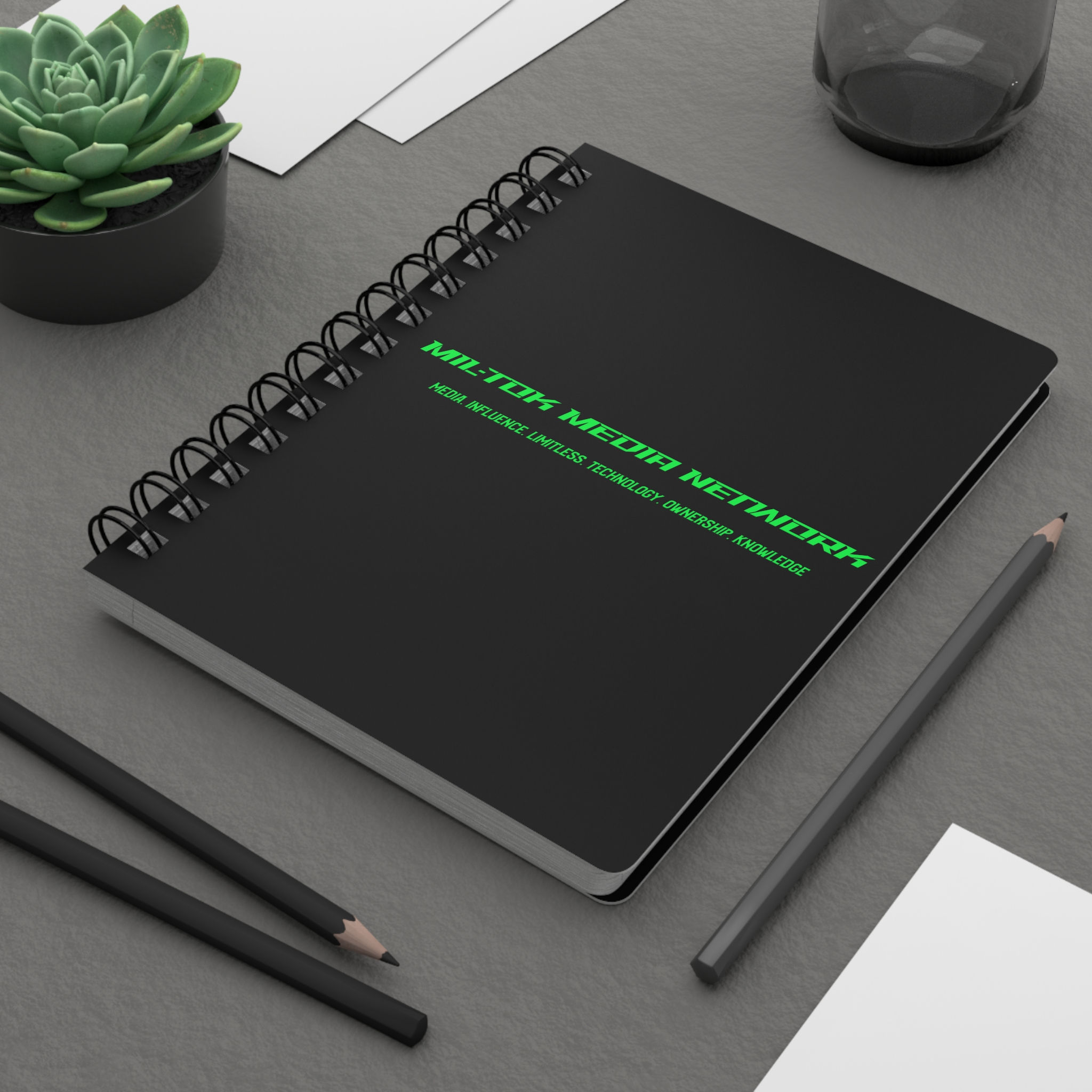 Mil-Tok Media "Company Name" Network Spiral Notebook