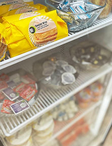 Breakfast Nook Fridge - Breakfast Sandwiches, Bagels, Spreads, Yogurt, Milk, Orange Juice & More!