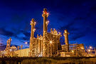 Gas turbine power plant at night