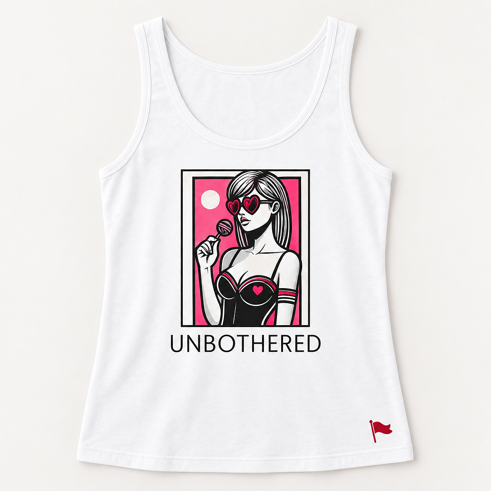 UNBOTHERED Women's Graphic Tank — White product mockup 1
