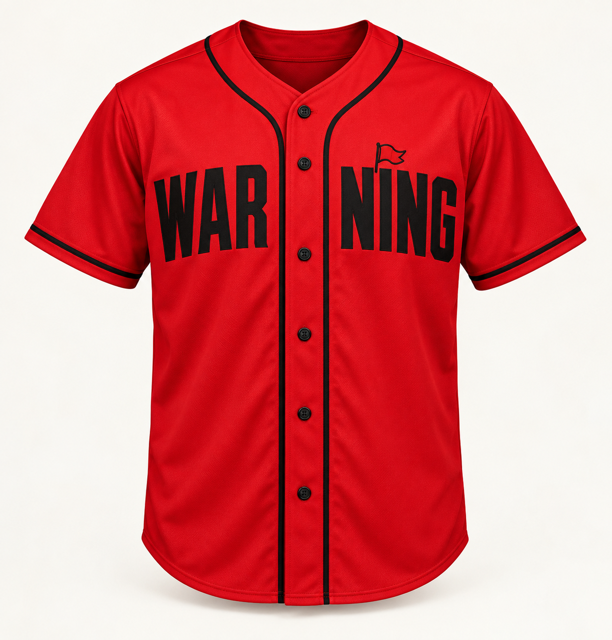 WAR/NING Custom Baseball Jersey — actual Shop Red Flags product photo