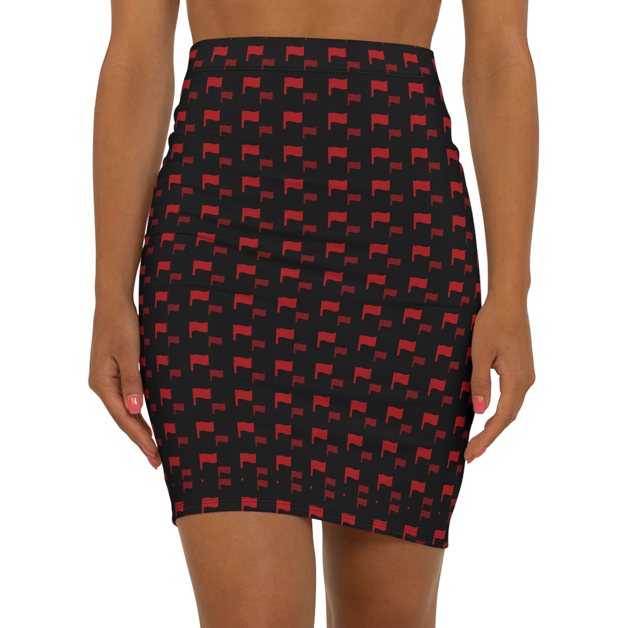 Red Flag Pattern Pencil Skirt
