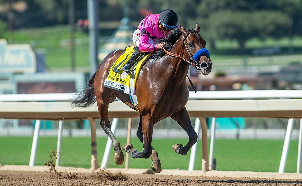 Game Winner (Candy Ride) winning the Grade 1 American Pharoah Stakes as a two-year-old.
