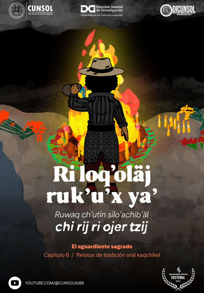 Ruk’u’x ya’ significa “esencia del agua” y hace referencia al aguardiente, presente en la ritualidad maya y con usos medicinales. Su consumo excesivo genera un desequilibrio físico-espiritual. Superarlo requiere reconocer el error y reconciliarse con la naturaleza.