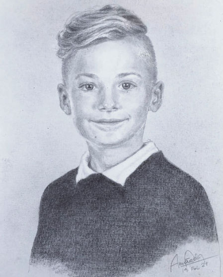 A boy's portrait in pencil on paper