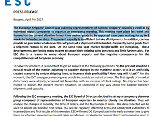 Presa di posizione da parte di European Shippers' Council in merito alla carenza di spazio nave