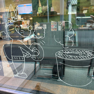 窓ガラスアート さんま