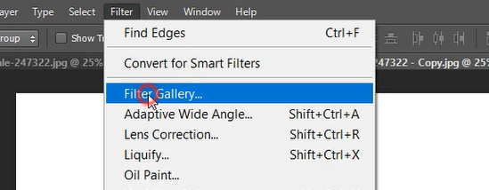 Filter gallery in Photoshop