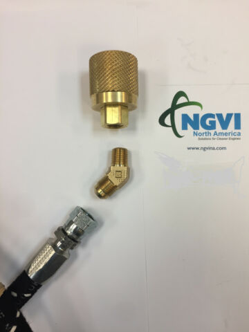 Thumbnail: Forklift Propane Hose (LPG); 24" length w/ Rego 7141F tank connector & 1/4 MPT