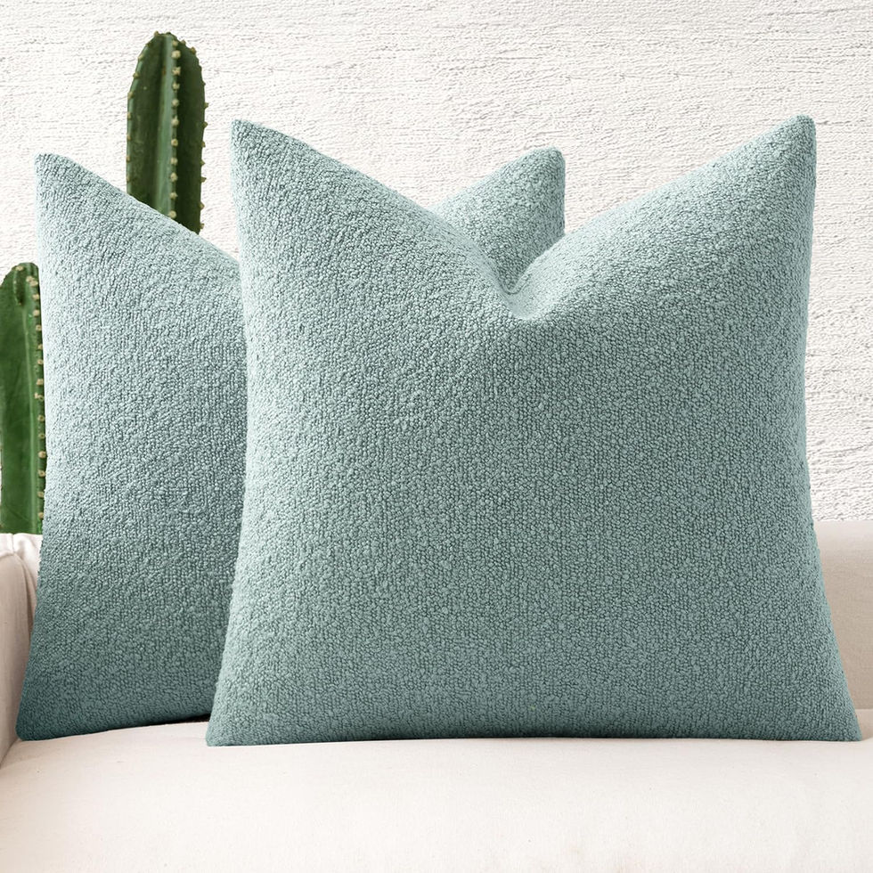 Two cozy chenille throw pillow covers in light blue