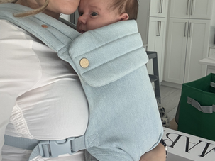 Baby carrier comparison featuring the Mabe Monarch, Solly Baby Wrap, Sakura Bloom Ring Sling, and Sakura Bloom Onbuhimo, with the Mabe Monarch chosen as the author’s most-used baby carrier. For Pinterest, I’d use: