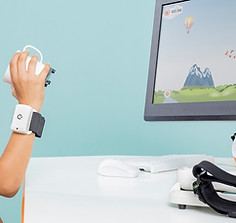 Measurement of various gripping patterns of the human hand and the resulting forces  Built-in strength sensors measure extension and flexion force of the hand  Training of pronation and supination training as well as wrist extension and flexion training  Measurement of exerted force for pinch, lateral-, threepoint- and interdigital grips  Motionsensors with built-in Inertial Measurement Units (IMU) measure every kind of body movement (head, arm, trunk, leg)  Ergonomic design for adults and children  Individual positioning of Motionsensors  Connectes wirelessly via Bluetooth  Interactive movement training with audiovisual feedback