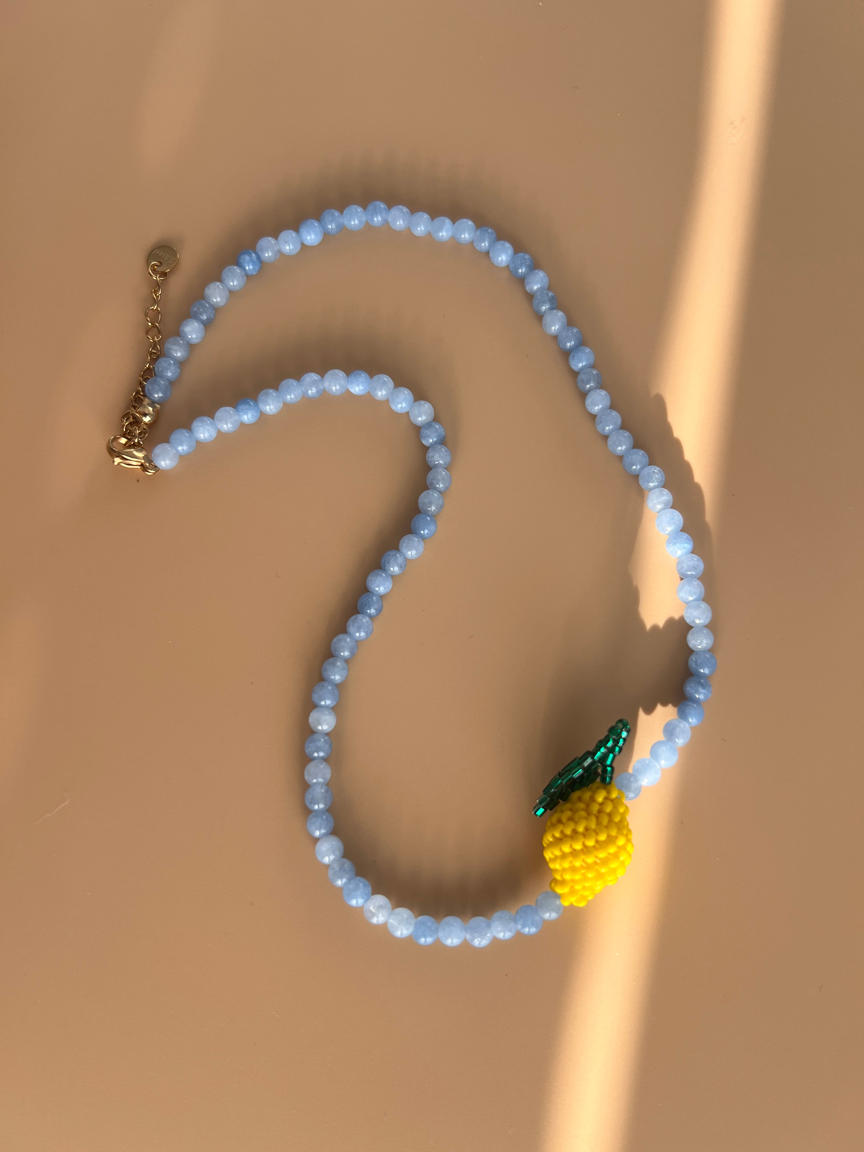 Pleciona cytrynka z akwamarynem