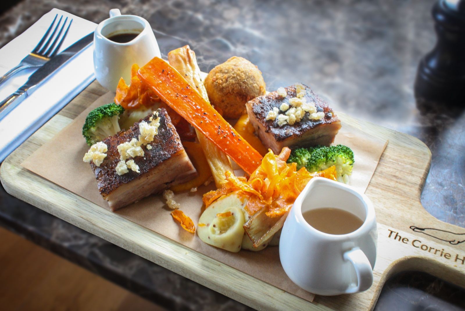 Arran on a Plate Festival Special – Bellevue Blackwaterfoot Pork — by The Corrie Hotel — 26 Oct - 31 Oct 26 — The Corrie Hotel