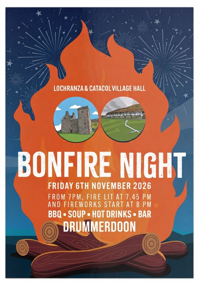 Lochranza & Catacol Bonfire Night — by Lochranza & Catacol Village Hall — 6 Nov 26 — Lochranza & Catacol Village Hall