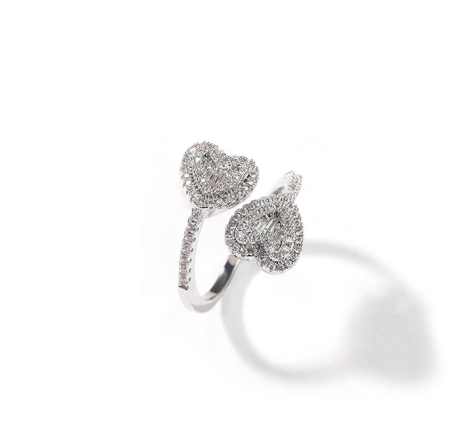 Thumbnail: Heart Cuff Ring /Baguette Cuff Ring 