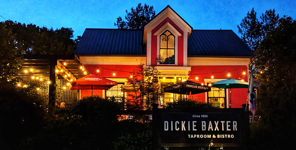 Dickie Baxter Taproom & Bistro, an 1852 heritage building in Canning, Nova Scotia