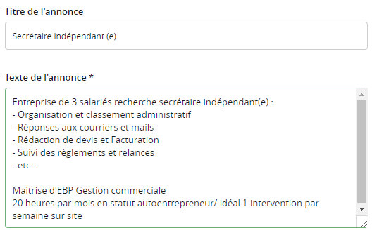 Cherche secrétaire indépendant(e)