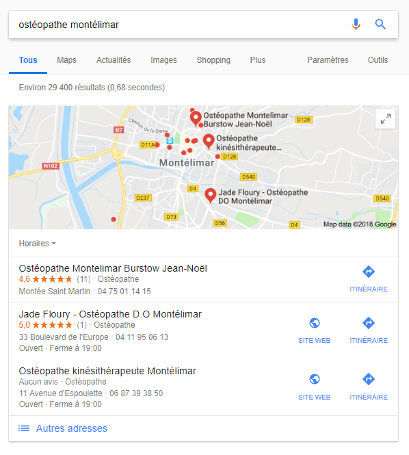 Capture d'écran Google My Business