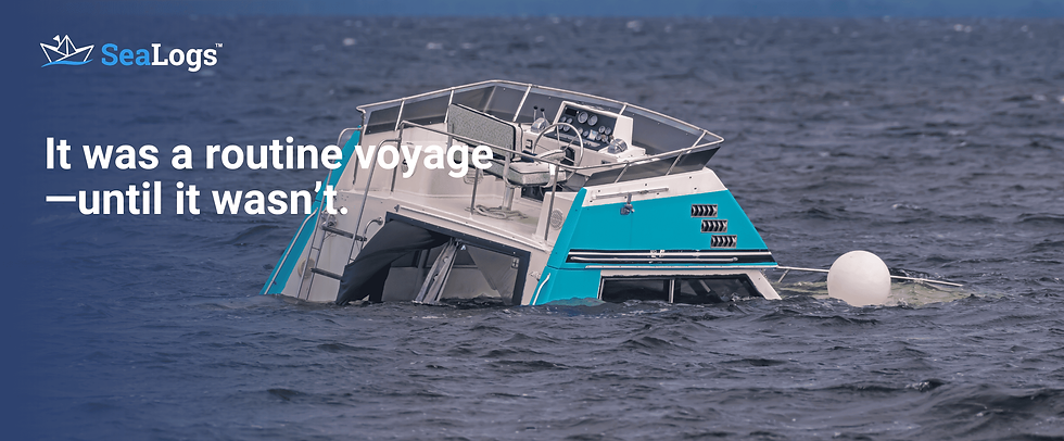 A vessel half sunk in the ocean. A sad sight to see.