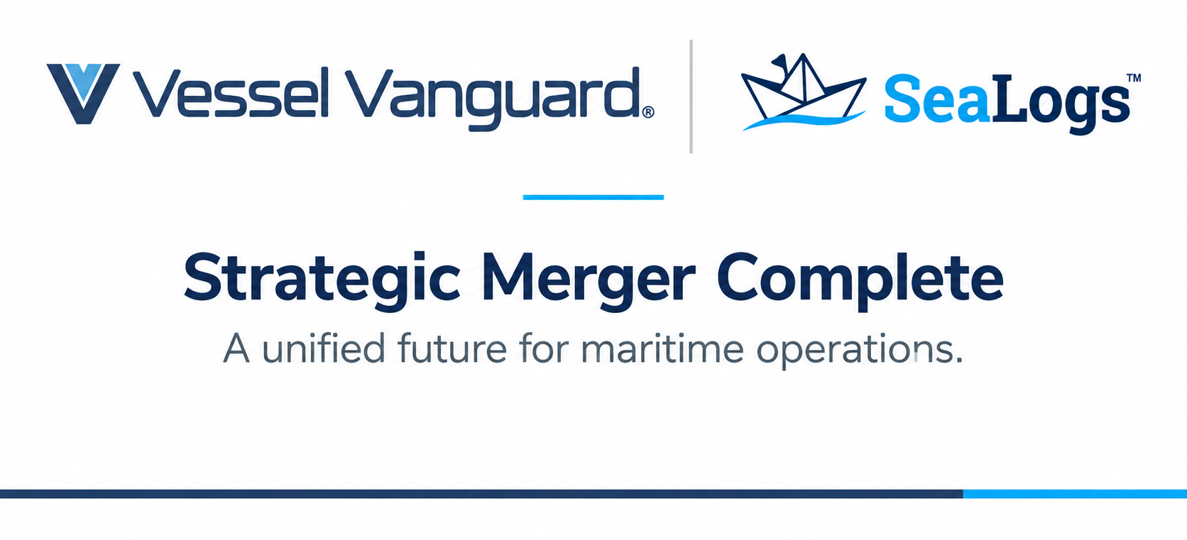 An image with the two logos for Vessel Vanguard and SeaLogs to create a unified Maritime Operations Platform