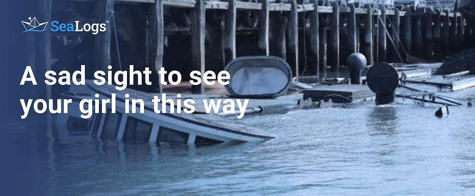 Boat half sunk in Auckland harbour.