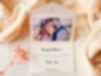 Carte de remerciements au style champetre, personnalisable avec une photo de mariage.