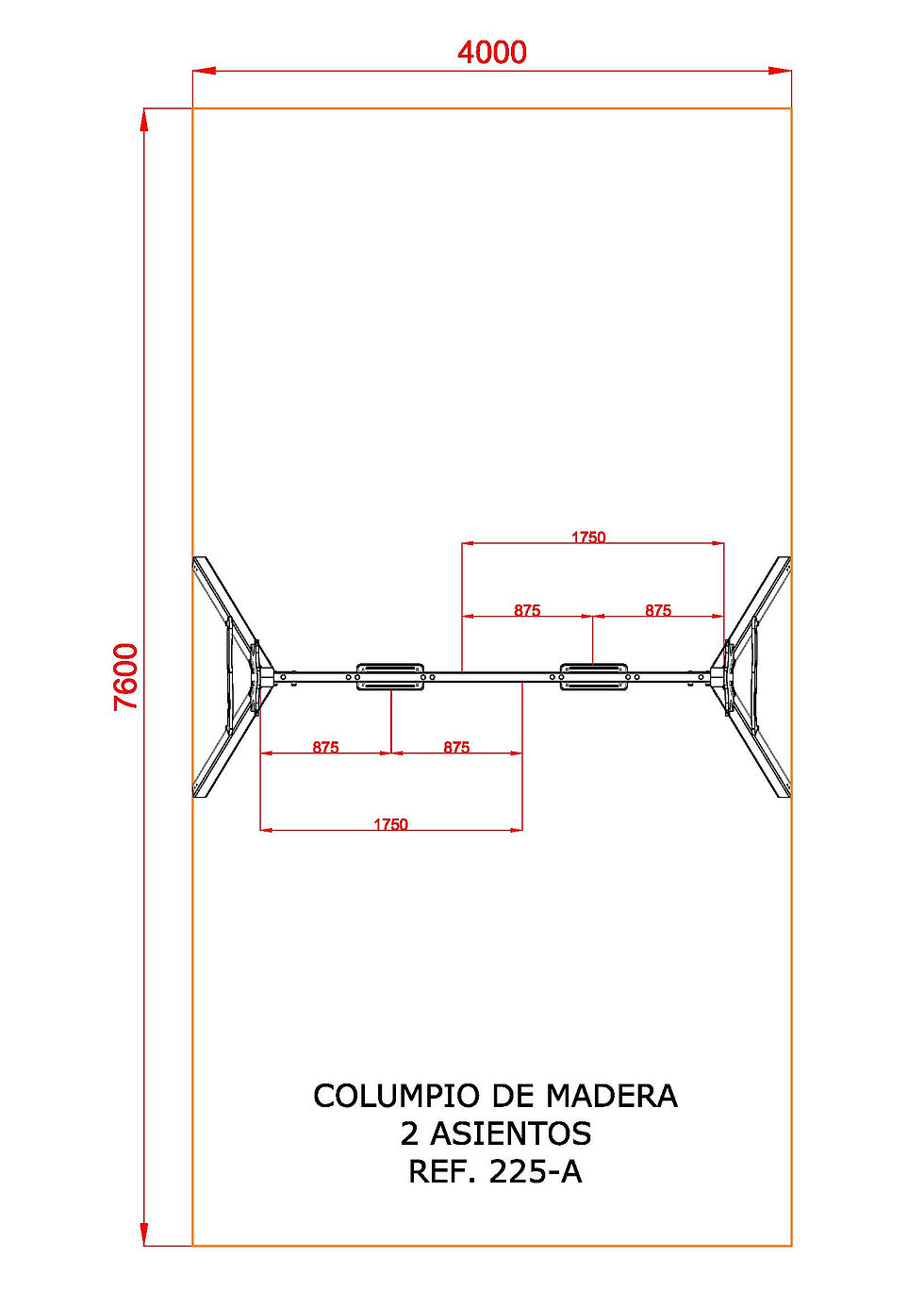 Miniatura: COLUMPIO MADERA 2 ASIENTOS PLANOS- Ref. 225A