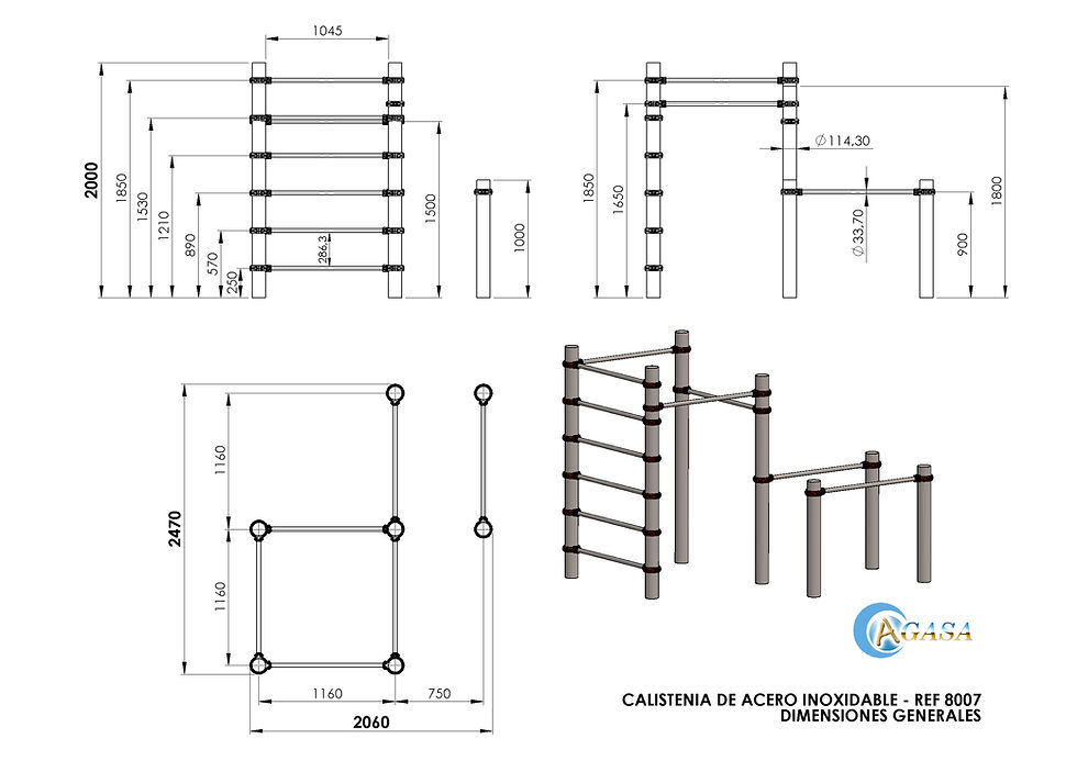Miniatura: CONJUNTO CALISTENIA INOXIDABLE - Ref. 8008