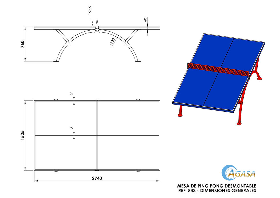 Miniatura: MESA TENIS MODELO ARCO - Ref. 843