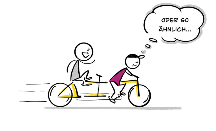 Tandem, der Kunde hält die Füsse nach oben und Avantea trampt... mit den Gedanken "oder so ähnlich...".