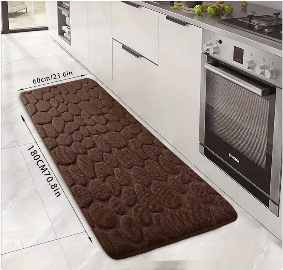 Embossed Non-Slip Coral Fleece Kitchen Mat