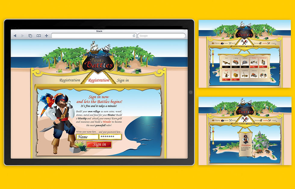 "Pirate battles" web design