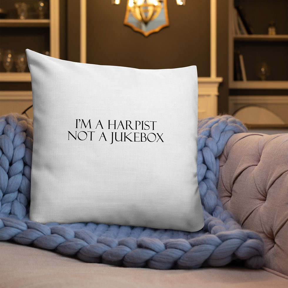 Thumbnail: I'm a HARPIST not a JUKEBOX - White and black Premium Pillow
