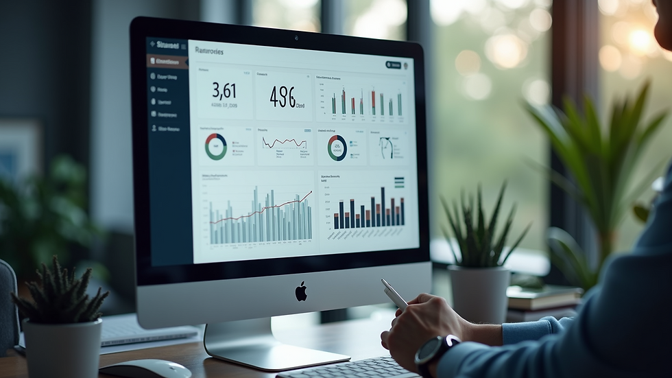High angle view of a digital asset management dashboard on a computer screen