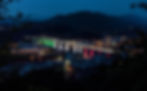 New Genoa bridge illuminated with the colours of the Italian flag days before its inauguration. 