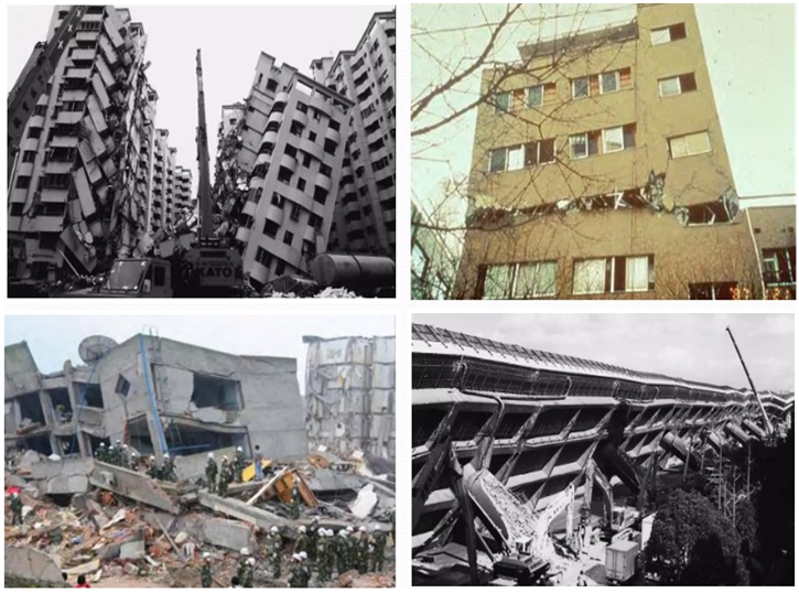 Earthquake damage to concrte and steel structures
