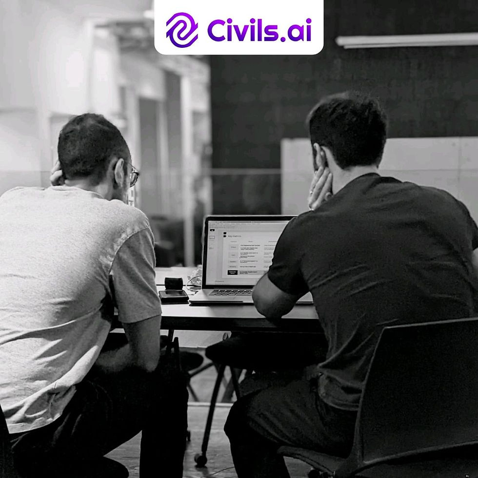 Stevan Lukic (CEO, left) and Mirko Vairo (COO, right) working on the Civils.ai project