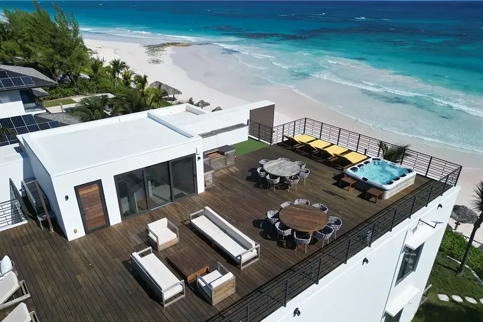 terrace with ocean view and Jacuzzi