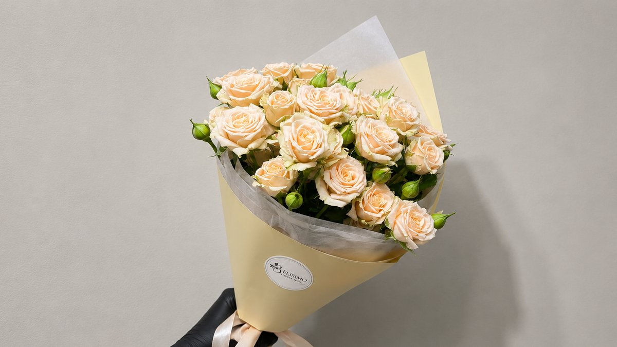 ღია კრემისფერი სპრეის თაიგული ( Light Cream Spray Rose Bouquet)