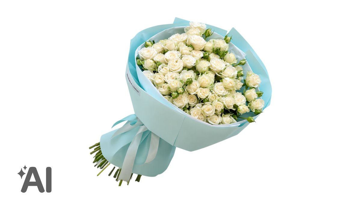 12 ტოტიანი თეთრი სპრეი ვარდების თაიგული (Bouquet of 12 White Spray Rose Stems )