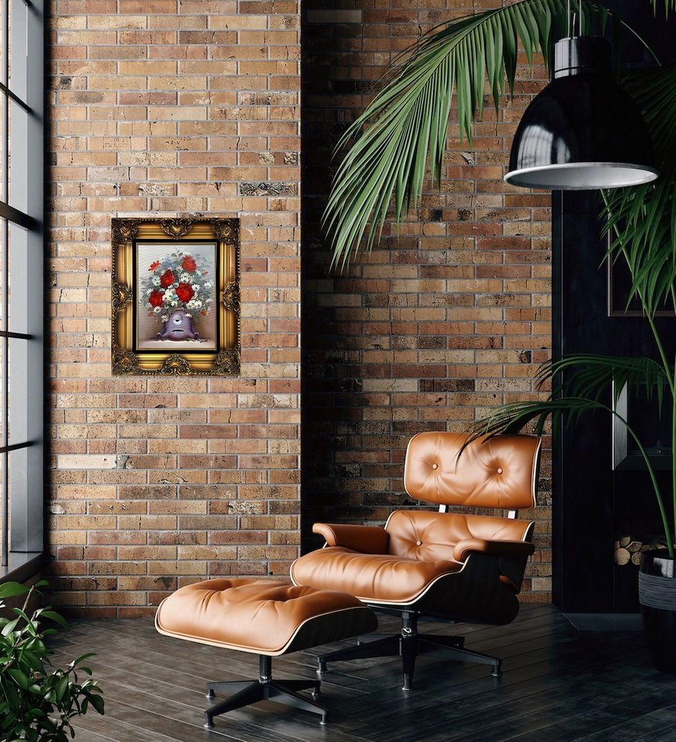 Thumbnail: Floral Fiends Original Painting hung on wall