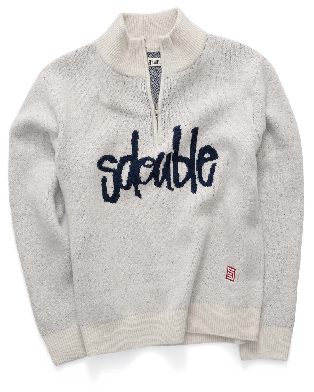 S-DOUBLE MARKER QUARTER ZIP KNIT NATURAL