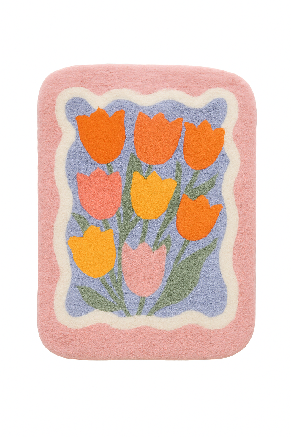 Floral rug with colorful tulips, pink, orange, and yellow. My Site 1