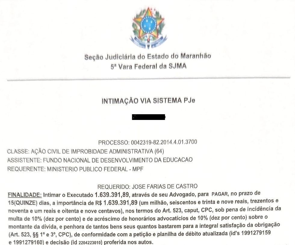 Esse valor corresponde á 2024, corregido para os dias atuais, ultrapassa a R$ 2,2 milhões.